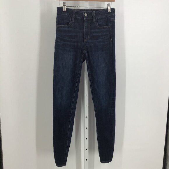 AMERICAN EAGLE OUTFITTERS, Super Stretch Skinny Jeans, Blue, Size 4 Long - Picture 1 of 3